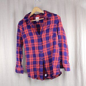 Oranga and Blue Plaid Gap button up Fall Shirt